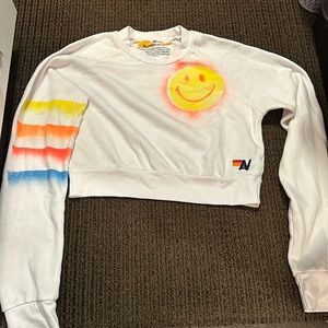 Adorable spray painted limited edition aviator nation cropped sweatshirt
